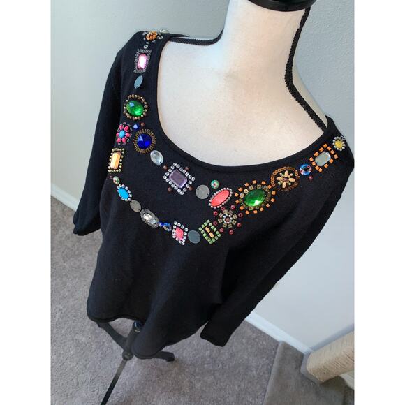 VNTG Jack B. Quick Black Embellished Scoop Neck Collar - L - Picture 3 of 6